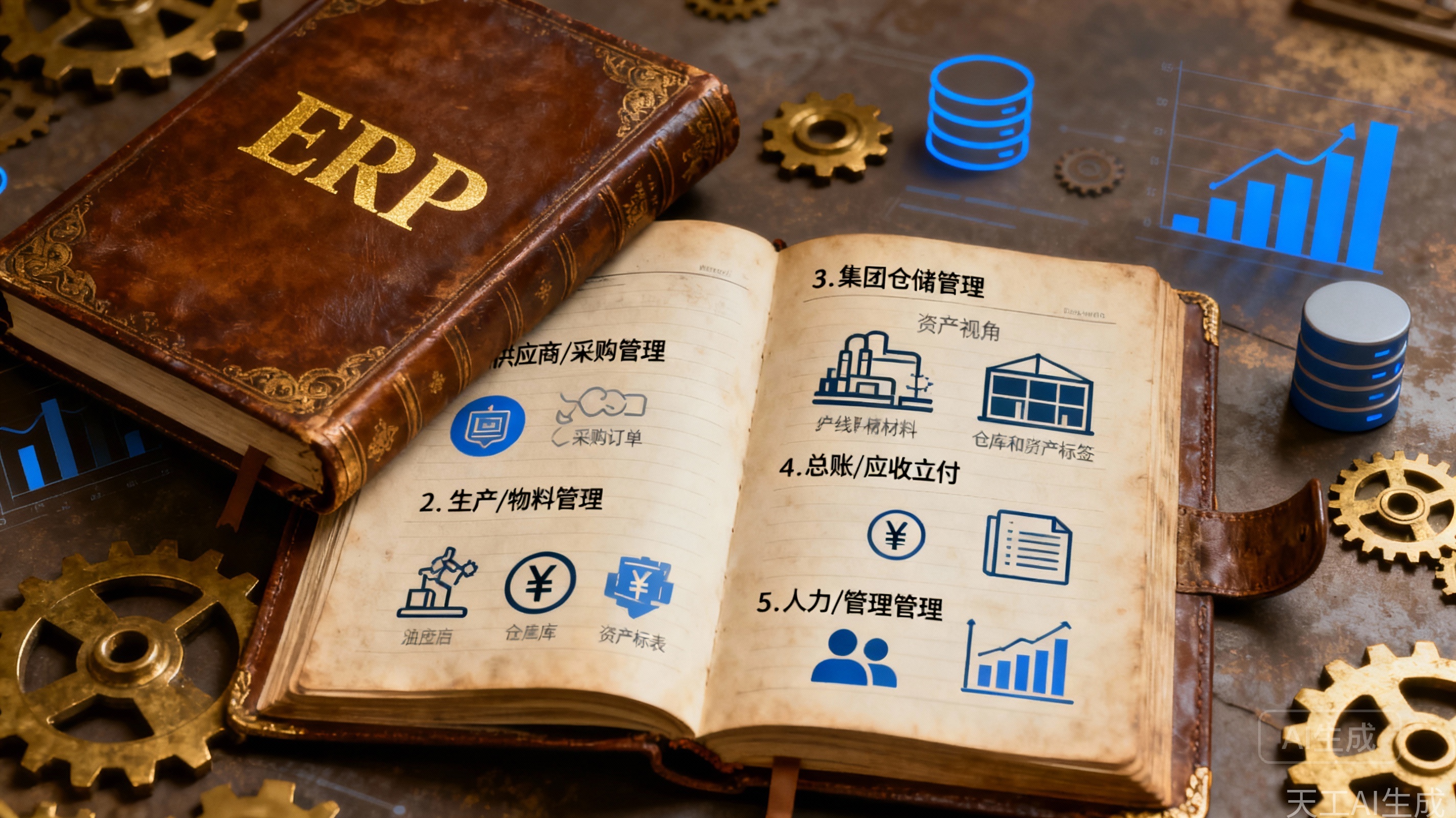 图1：&ldquo;ERP系统核心管理范畴&rdquo;信息图。