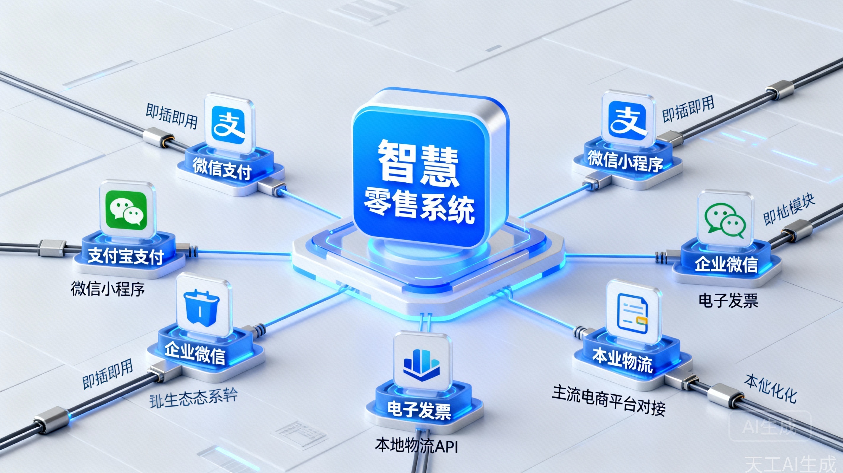 图1：&ldquo;海外品牌零售系统中国本地化核心生态整合图&rdquo;。